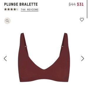 SKIMS Naked Plunge Bralette Oxblood size M Medium NWT New with tags